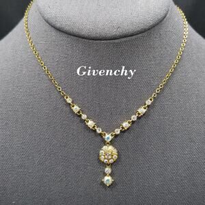 Vintage Givenchy Necklace – Aurora Borealis Rhinestones, Pendant Drop, 1990s
